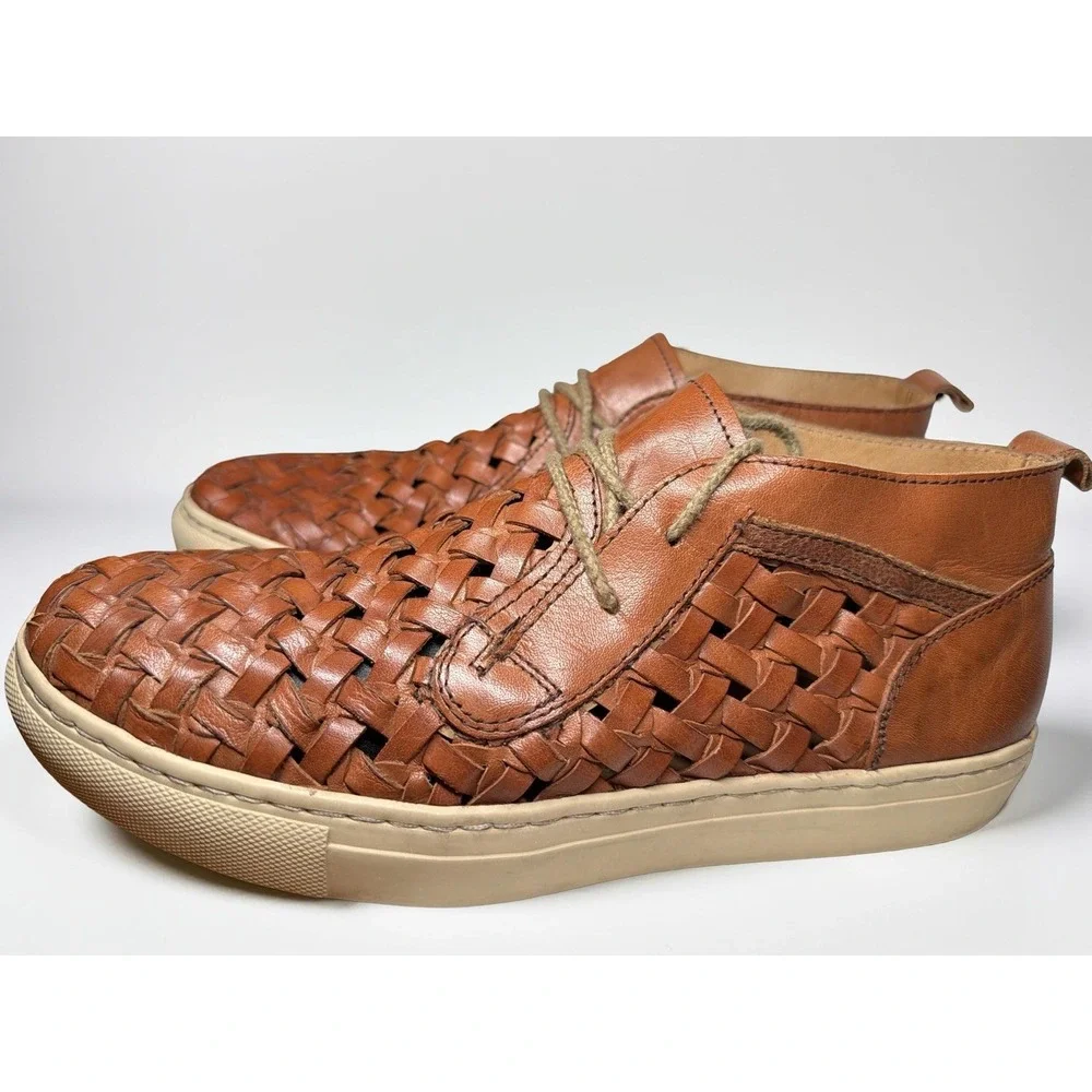 DONALD J PLINER Kastin chestnut leather basketweave lace chukka shoes Men's 9.5